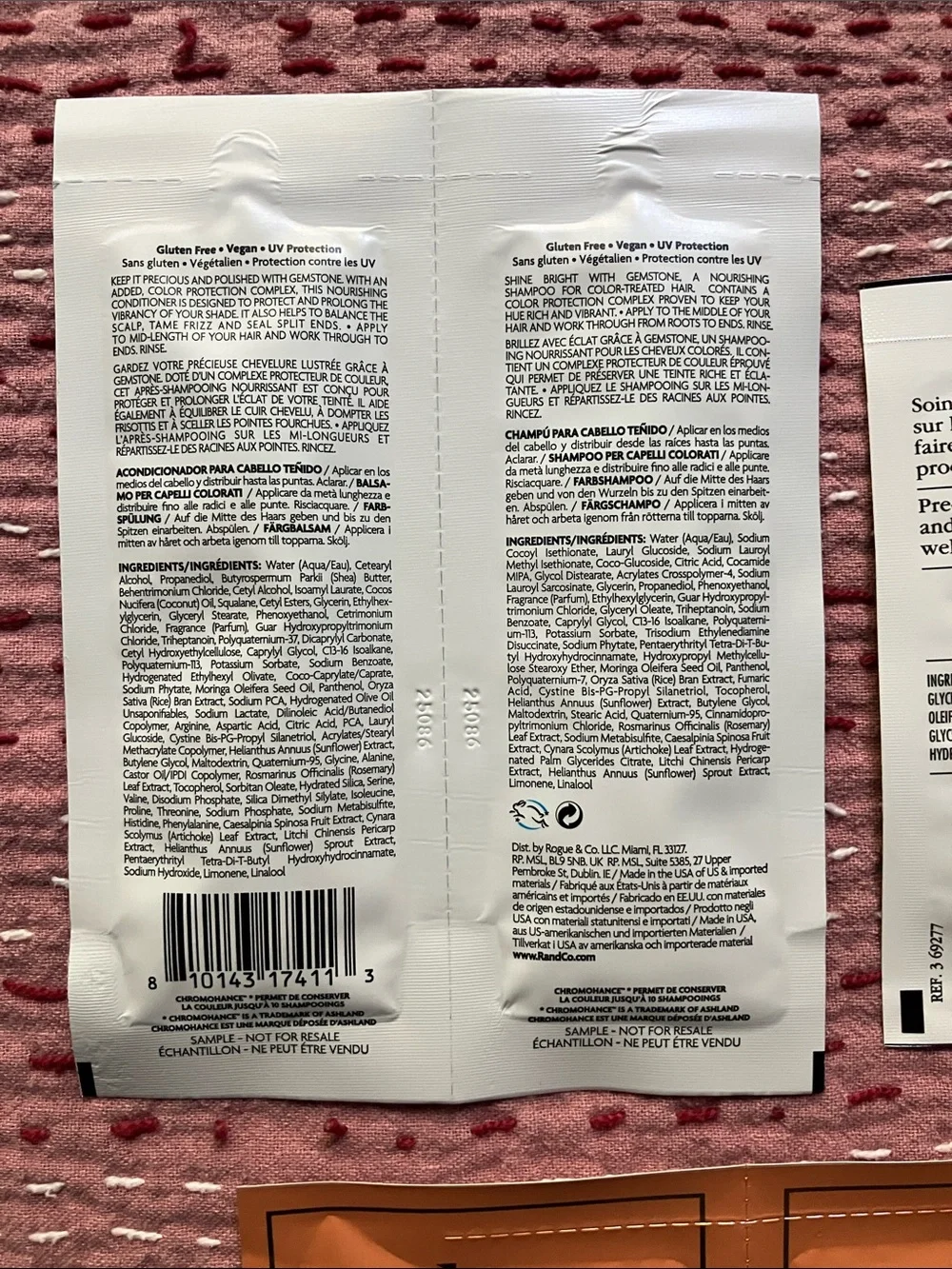 Shampoo and conditioner samples